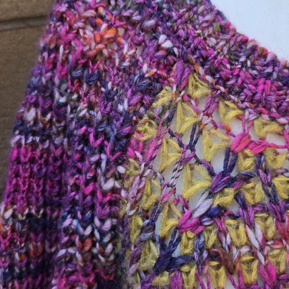 Anthropologie Moth Wool Blend Pink Yellow Knit Sweater - Picture 3 of 11